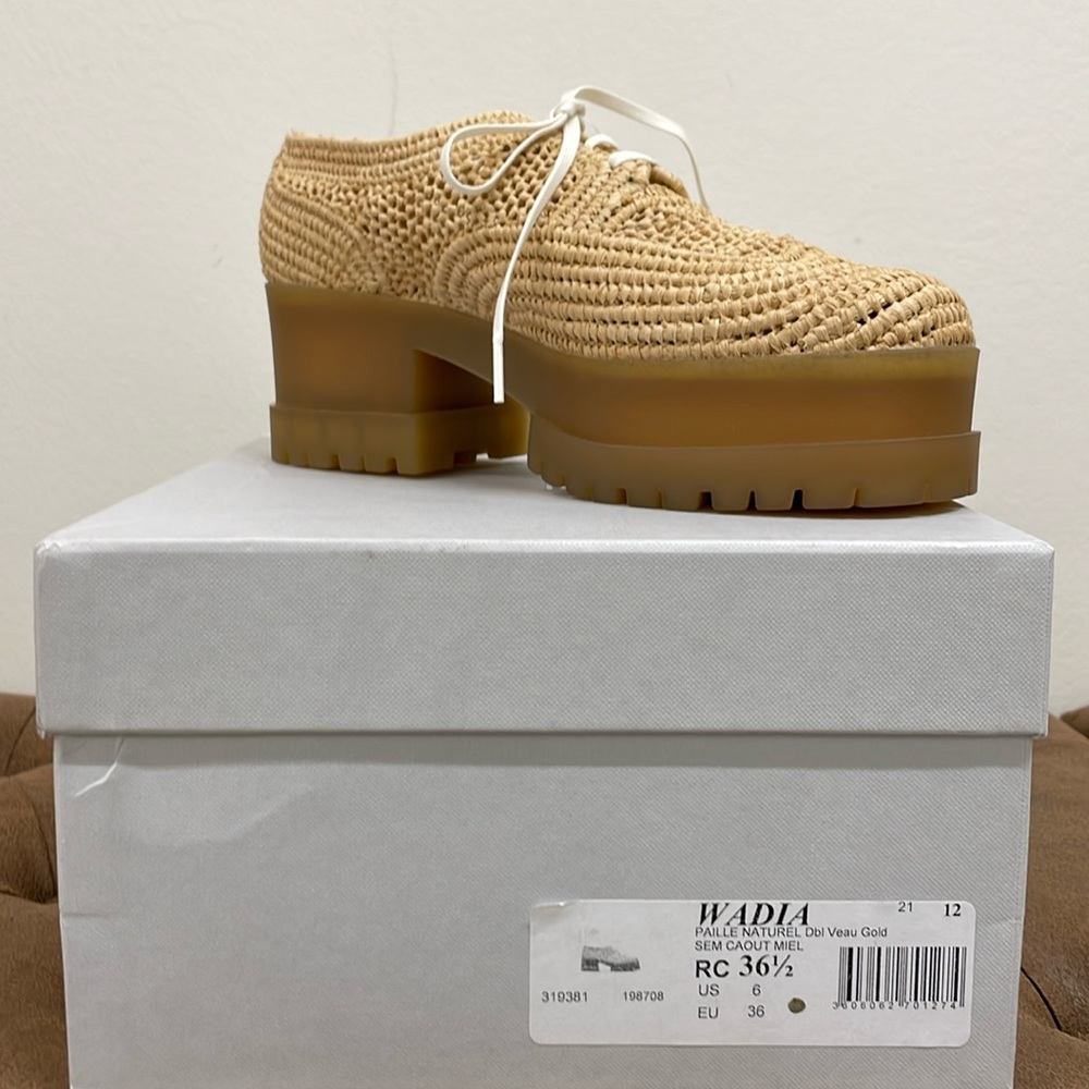 NWT Robert Clergerie Wadia Raffia Derby Platform MSRP $595